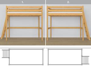 Hochbett N02 Braun - 80 x 180 cm