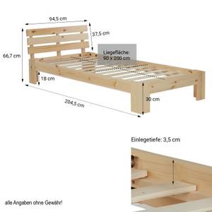 Lit en bois 2191 Largeur : 94 cm - Marron