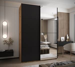 Armoire Lux 3 Noir - Imitation chêne - Largeur : 170 cm