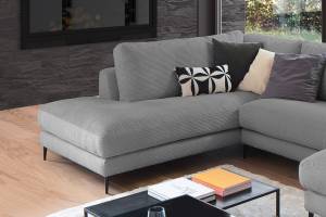 Sofa CARA Wohnlandschaft U-Form Cord Grau