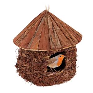 Nid d'oiseaux en paille Marron - Bois manufacturé - Rotin - 25 x 41 x 25 cm