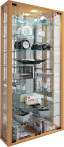 Wandvitrine Glasvitrine Vitrosa Spiegel Buche Dekor - Braun - Holzwerkstoff