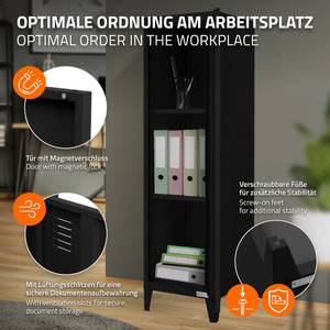 Aktenschrank aus Stahl Schwarz