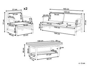 Lounge Set RICCIONE 4-tlg Braun - Weiß - Bambus - 165 x 77 x 68 cm