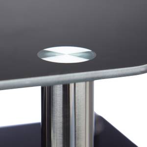 Fernsehtisch Schwarzglas Schwarz - Silber - Glas - Metall - 80 x 49 x 45 cm