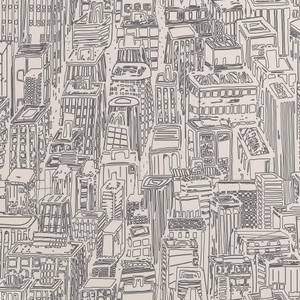 Tapete New York Wolkenkratzer Schwarz - Papier - 200 x 250 x 1 cm