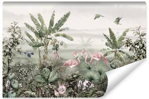 Papier Peint PLANTES Tropicales Oiseaux 90 x 60 x 60 cm