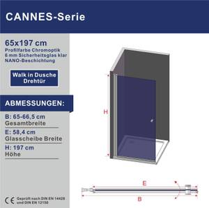 NANO Duschabtrennung Duschwand Walk-In Breite: 65 cm