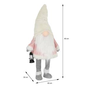 Figurine de lutin LED 85 cm rose/blanc Rose foncé - Matière plastique - Textile - 40 x 30 x 80 cm