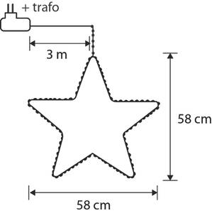 Weihnachtsstern LED Schwarz - Metall - 58 x 128 x 58 cm