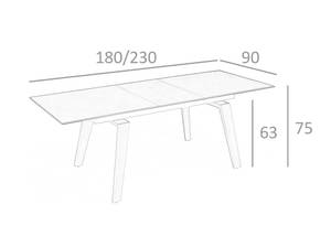 Table à manger extensible en porcelaine Noir - Marron - Porcelaine - Pierre - 180 x 75 x 90 cm