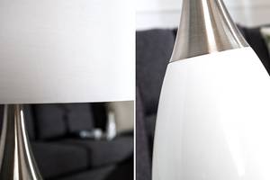 Tischlampe CARLA Silber - Weiß - Naturfaser - Textil - 32 x 60 x 32 cm