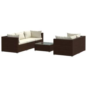 Garten-Lounge-Set (6-teilig) 3013630-3 Braun - Creme - Weiß