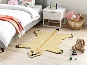 Tapis enfant SARABI Beige - Noir - Fourrure véritable - 100 x 1 x 160 cm