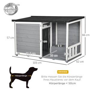 Hundehütte D02-144V00GY Massivholz - 62 x 66 x 103 cm