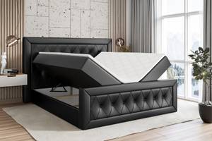 Boxspringbett NOEL-Z Hochglanz Schwarz - Breite: 200 cm - H4