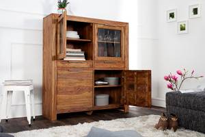 Highboard PURE 140cm natur Sheeshamholz Braun - Massivholz - Holzart/Dekor - 120 x 140 x 35 cm