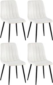 Chaise salle à manger Dijon Lot de 4 Blanc crème - Fourrure synthétique