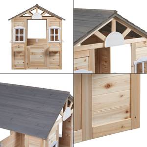 Outdoor-Kinderspielhaus Acciano Braun - Grau - Massivholz - Holzart/Dekor - 113 x 131 x 97 cm