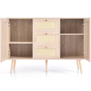 Sideboard Natur Ⅲ Beige - Holzwerkstoff - Rattan - Massivholz - 40 x 82 x 120 cm