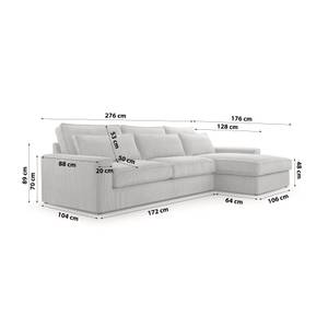 Ecksofa Eckcouch Burla Mini Big Sofa Ecke davorstehend rechts - Schlaffunktion davorstehend rechts