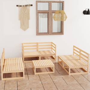 Salon de jardin (lot de 7) 3009898-1 Marron - Bois