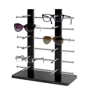 Brillenständer Var für 12 Brillen Schwarz - Grau - Metall - Holzart/Dekor - Holz teilmassiv - 39 x 42 x 16 cm
