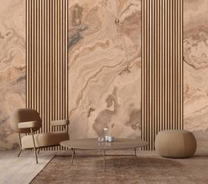 Fototapete Travertino 2 Walls by Patel Beige - Schwarz - Braun - Kunststoff - Textil - 500 x 250 x 0 cm