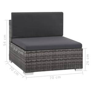 Garten-Sofagarnitur Grau - Metall - Polyrattan - 74 x 26 x 74 cm