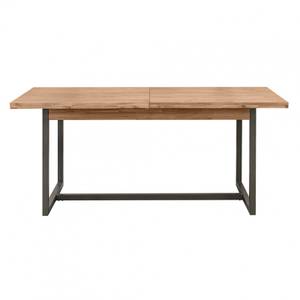 Table 180/220 cm acacia et métal MAYBEL Marron - En partie en bois massif - 220 x 76 x 90 cm