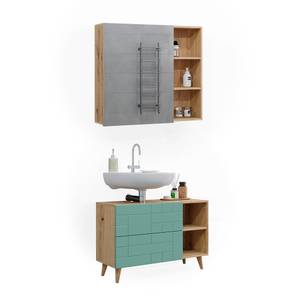 Badmöbel Set Rudi 40597 Braun - Grün - Holzwerkstoff - 90 x 59 x 32 cm