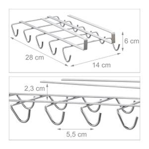 10 x Tassenhalter Schrankeinsatz Silber - Metall - 14 x 6 x 28 cm