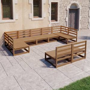 Garten-Lounge-Set (9-teilig) 3009755-1 Braun - Massivholz - Holzart/Dekor - 70 x 67 x 70 cm