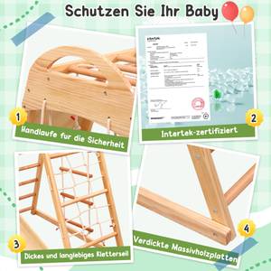 7-in-1 Klettergerüst Woody VII+ Beige - Holzwerkstoff - Massivholz - 120 x 120 x 134 cm