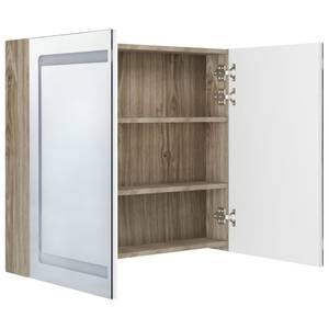 Armoire de salle de bain 3007575 Marron - Blanc - Bois manufacturé - Verre - 80 x 68 x 12 cm