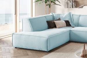 Ecksofa SAMU Sofa Cord Hellblau - Ecke davorstehend links