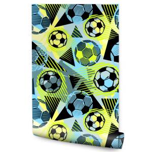 Papier Peint pour garçon football sport Noir - Bleu - Gris - Vert - Papier - 53 x 1000 x 1000 cm