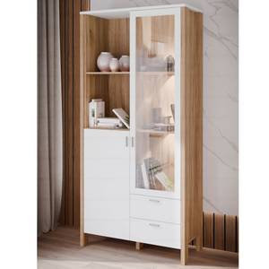 Vitrine Samuel 10 mit LED Grau - Holzwerkstoff - 97 x 202 x 42 cm