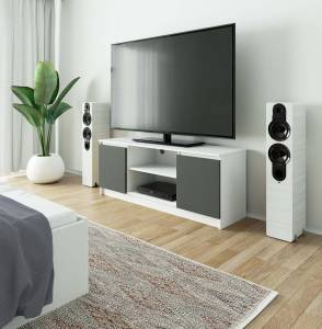 Meuble TV K140 2T 1S CLP Graphite - Gris - Blanc