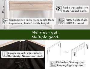 Hochbeet plantatio1 Weiß - Massivholz - Holzart/Dekor - 124 x 75 x 63 cm