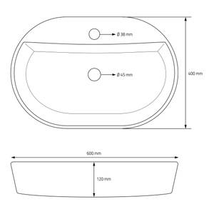 Waschbecken FERRARA Weiß - Keramik - Metall - 40 x 12 x 60 cm