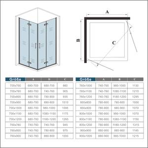 drehtür+Scharniertür Duschkabine Glas - 90 x 195 x 90 cm