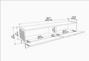 TV-Lowboard Lerze Marmoreffekt Schwarz Schwarz - Weiß