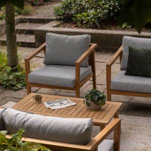 Salon de jardin bas en teck Lucca Beige - Bois massif - Profondeur : 150 cm