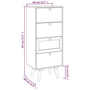 Highboard DE7997 Schwarz - Holzwerkstoff - 30 x 95 x 40 cm