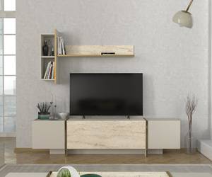 Wohnwand mit Granit Optik Beige - Holzwerkstoff - 180 x 45 x 32 cm