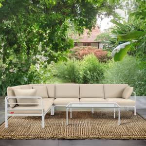 Garten-Ecksofa RAMBE Cremeweiß - Weiß