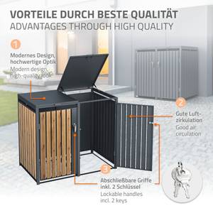 Mülltonnenbox für 4 Tonnen Anthrazit - Braun - Höhe: 117 cm