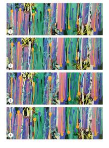 Tableau peint à la main Ère colorée Bois massif - Textile - 150 x 50 x 4 cm