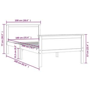 Cadre de lit 3014967 Marron - Largeur : 108 cm